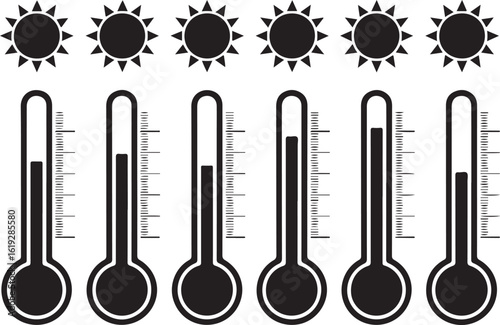 Suns and thermometers temperature weather