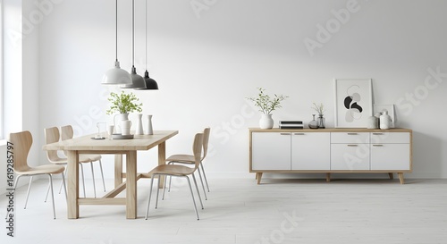 Modern Scandinavian Dining Room Interior Design with Minimalist Decor