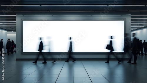 Commercial Display Mockup: Blank Billboard in Modern Subway
