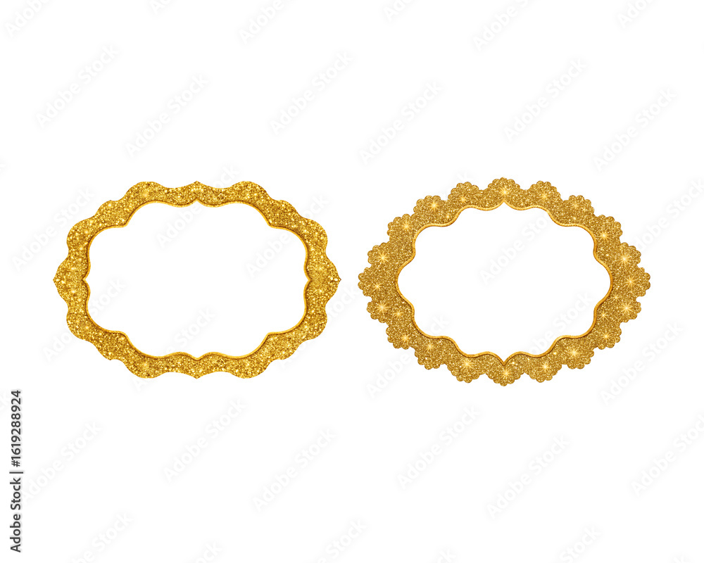 Obraz premium round frame made of golden rings on transparent background.