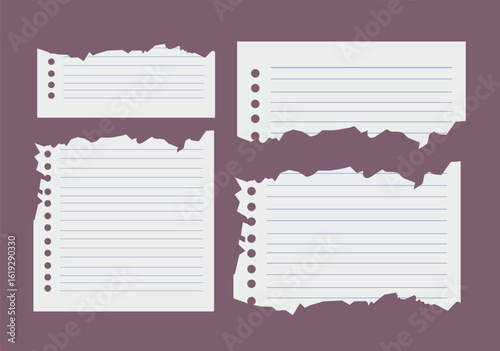Torn Paper Notebook Pages Vector Illustration