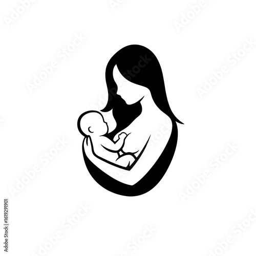 Mother and Child Silhouette: Breastfeeding Icon
