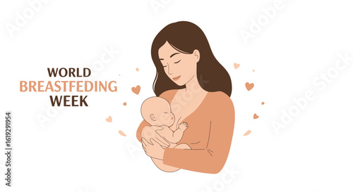 World Breastfeeding Week Illustration: Mother and Child