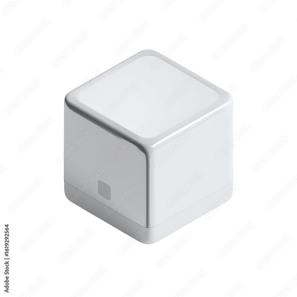 Fototapeta premium Modern white cube software packaging isolated on a transparent background image