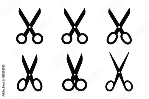 scissors icon vector set, cutting tool vector, scissor silhouette vector