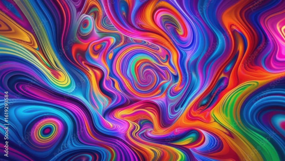 Obraz premium Vibrant Psychedelic Swirls of Colorful Abstract Art