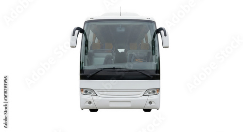 White Coach Bus Front View Transparent PNG Image for Your Designs PNG