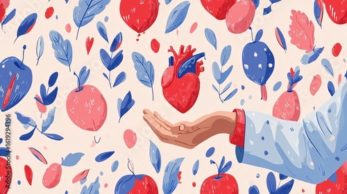 A Gentle Hand Reaching for a Heart Surrounded by Glowing Hearts Symbolizing Love and Connection