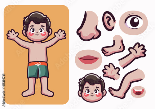 Cartoon Human Body Parts for Kids Learning