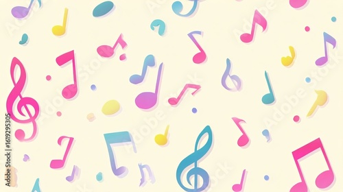 Vibrant Colorful Music Notes Background Creating a Dynamic and Energetic Atmosphere for Creativity
