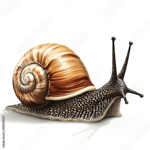 a snail with a swirly shell