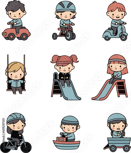 Cartoon Kids Playtime Adventures: Vehicles and Playground Fun