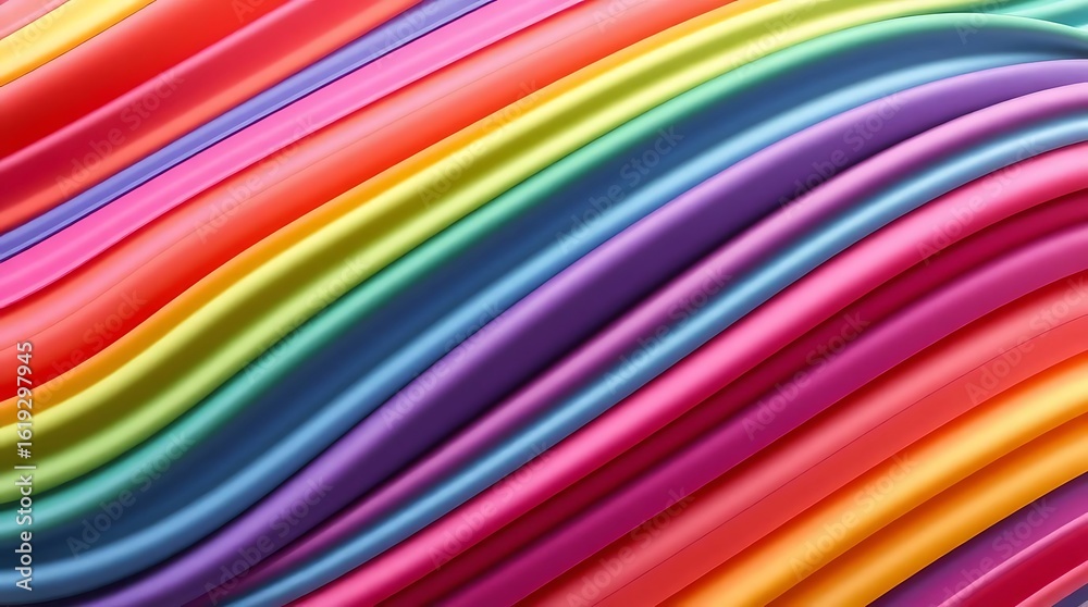 Obraz premium 3d render abstract background multicolored wavy 3d lines.