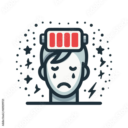 Burnout Illustration – Tired Employee with Low Energy