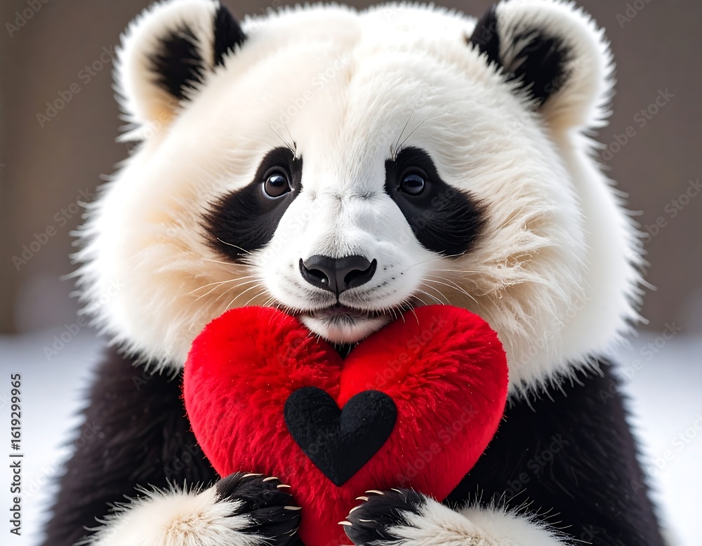 Obraz premium Cute panda holding a heart