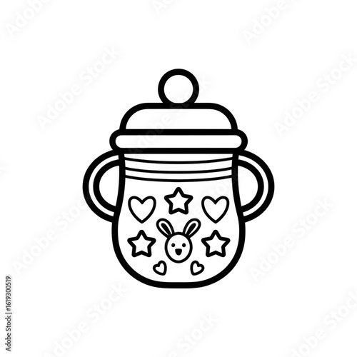 Sippy cup illustration vector style coloring page