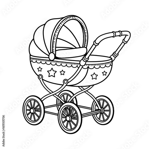 Stroller illustration vector style coloring page