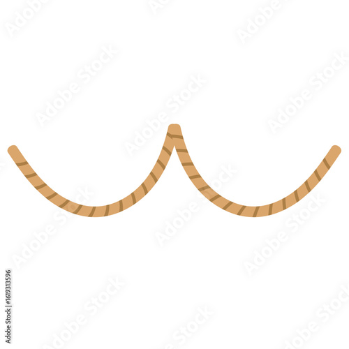 2d  brown rope formed into a decorative wave-like shape, representing flow, design, and symmetrical balance on clean white background.

