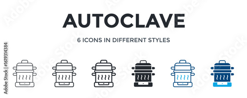 Autoclave Icon In Different Style Vector Illustration. Designed In Thin Line, Regular Line, Bold Line, Glyph, Color Line, And Color Glyph Style Can Be Used For Web
