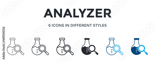 Analyzer Icon In Different Style Vector Illustration. Designed In Thin Line, Regular Line, Bold Line, Glyph, Color Line, And Color Glyph Style Can Be Used For Web