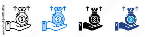 Earnings icon set multiple style collection