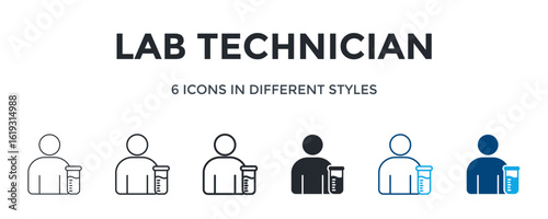 Lab Technician Icon In Different Style Vector Illustration. Designed In Thin Line, Regular Line, Bold Line, Glyph, Color Line, And Color Glyph Style Can Be Used For Web