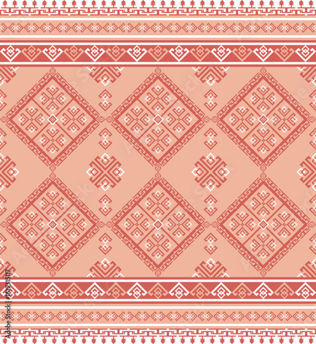 Exquisite geometric pattern in soft warm tones, showcasing an intricate design. This seamless design brings a blend of elegance and visual appeal, ideal for various creative projects