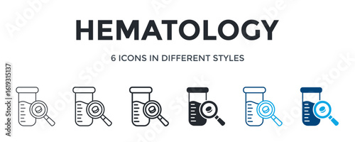 Hematology Icon In Different Style Vector Illustration. Designed In Thin Line, Regular Line, Bold Line, Glyph, Color Line, And Color Glyph Style Can Be Used For Web