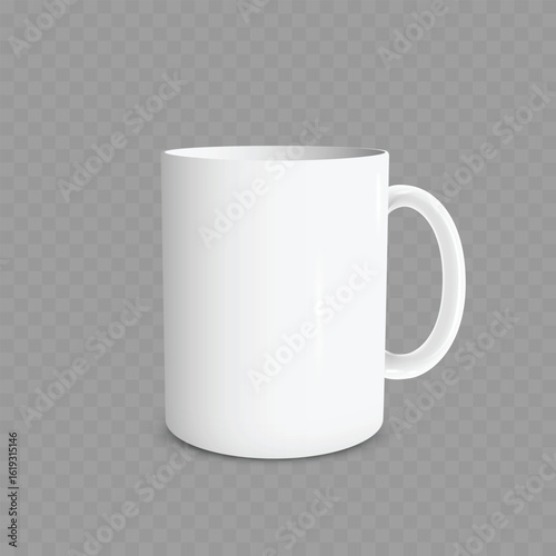 Realistic White Ceramic Coffee Mug Mockup Template. Drink Cup. Vector