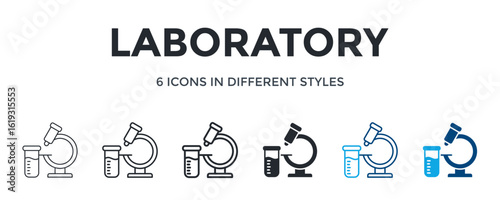 Laboratory Icon In Different Style Vector Illustration. Designed In Thin Line, Regular Line, Bold Line, Glyph, Color Line, And Color Glyph Style Can Be Used For Web