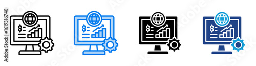 Web traffic icon set multiple style collection