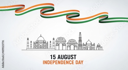 Indian Independence Day: Landmarks, Flag, and Celebration.