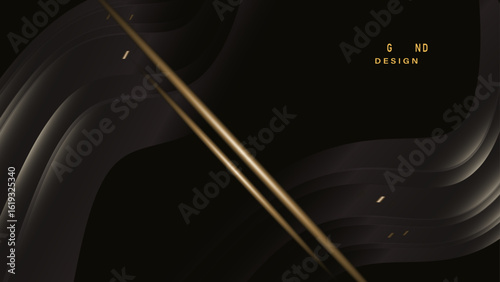 Realistic luxury background contained black and gold color
