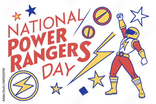 NATIONAL POWER RANGERS DAY vector illustration