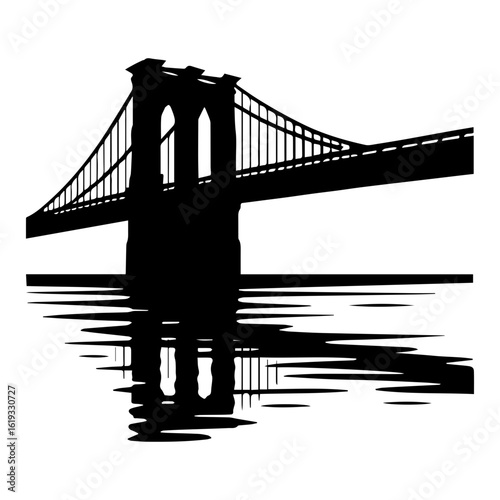 Brooklyn Bridge icon with transparent background in black and white style
