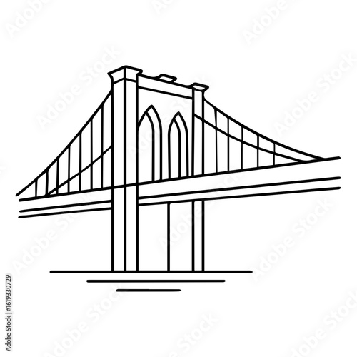 Brooklyn Bridge icon with transparent background in black and white style
