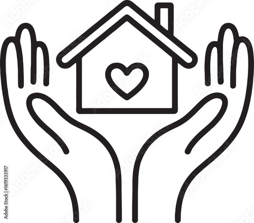 Hands Holding Heart Home Icon