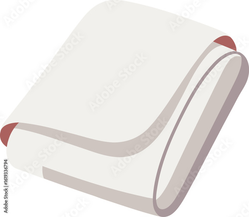 folded white towel with fabric texture on transparent background
