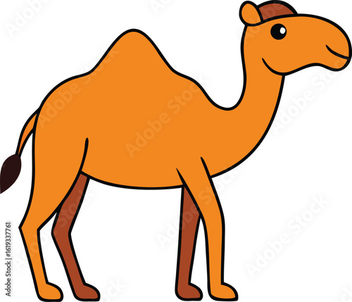 camel walking with one hump on transparent background