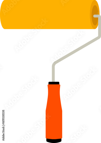 Paint Roller Icon with Yellow Roller and Red Handle