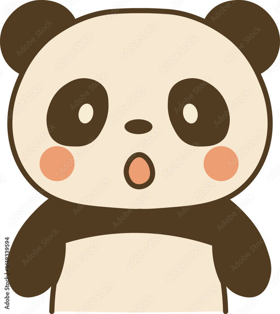 Surprised Cartoon Panda Character with Blush Cheeks Surprised Cartoon Panda Character with Blush Cheeks