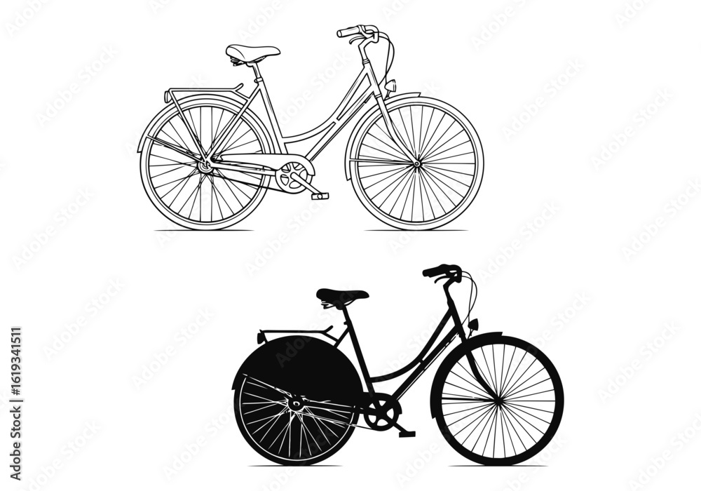 Obraz premium Vector art of vintage bicycle illustration isolated on white background