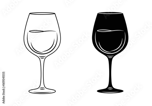 Vector art of wine glass illustration isolated on white background