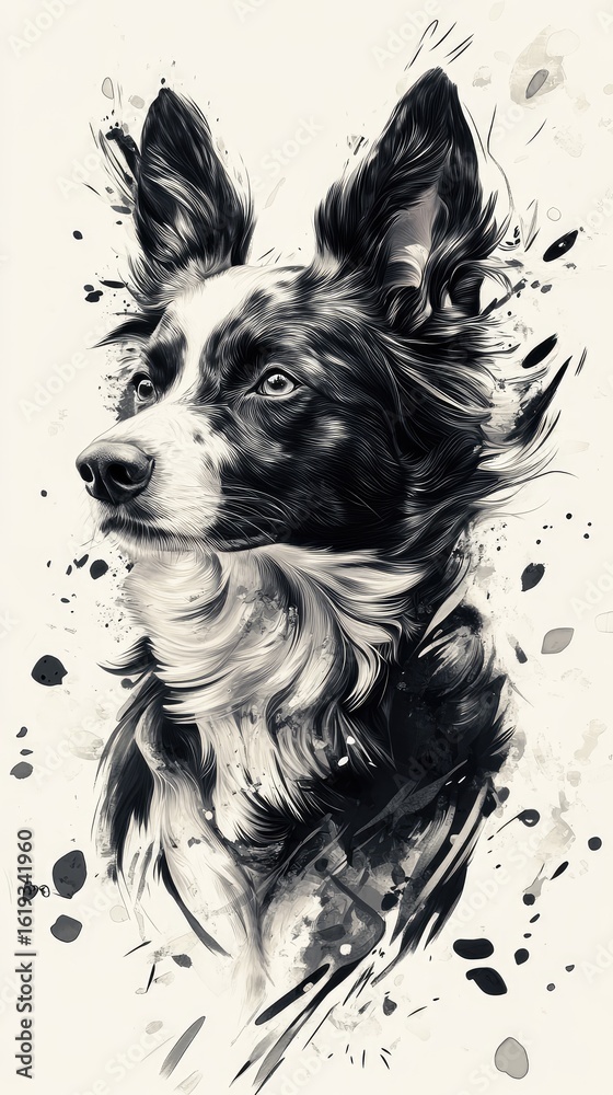 custom made wallpaper toronto digitalA black and white dog with a white spot on its face