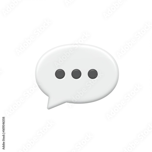 White Speech Bubble with Ellipsis: A Minimalist Communication Icon