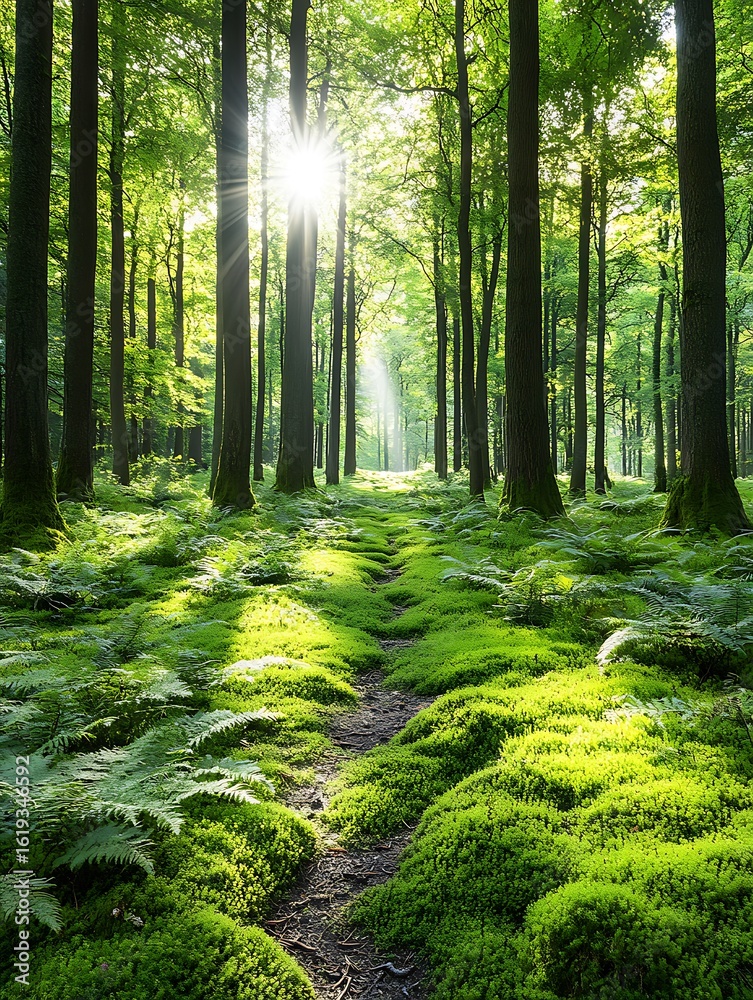 Obraz premium Sunlit Moss Path