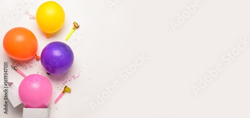 Box with balloons and party...