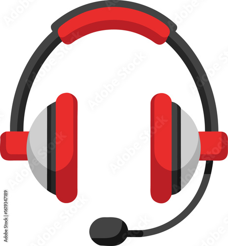 clean modern headset with mic boom on transparent background