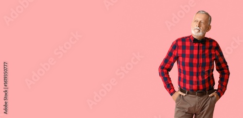 Handsome mature man in chec...