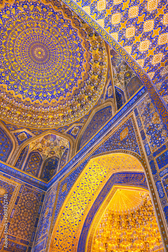 a colorful tile covered ceiling